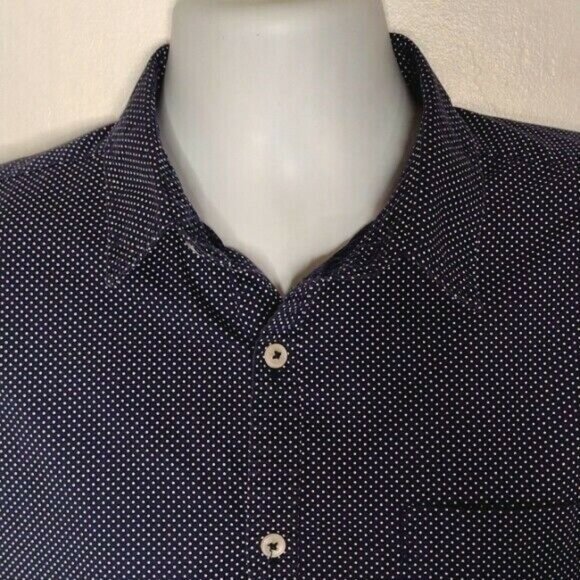 Cactus Ricky Singh Blue Short Sleeve Polka Dot Button Down Shirt Men X-Large XL - Picture 5 of 9